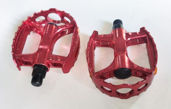 E- PAR DE PEDALES MTB ALUMINIO ROJO HERRADURA CH-08A