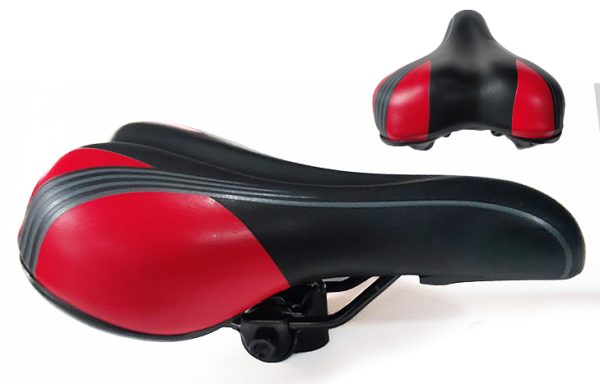 2- ASIENTO MTB CONFORT NEGRO/ROJO ACOLCHADO (0527)