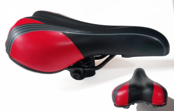 2- ASIENTO MTB CONFORT NEGRO/ROJO ACOLCHADO (0527)