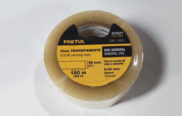 2- CINTA EMPAQUE TRANSPARENTE 150M PRETUL