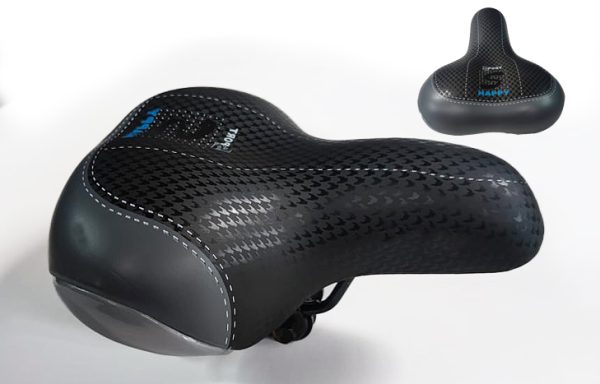 2- ASIENTO ACOLCHADO GRANDE C/RESORTE NEGRO GRIS (0538)
