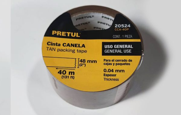 2- CINTA EMPAQUE CANELA 40M*48MM PRETUL