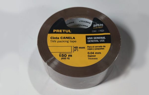 2- CINTA EMPAQUE CANELA 150M PRETUL
