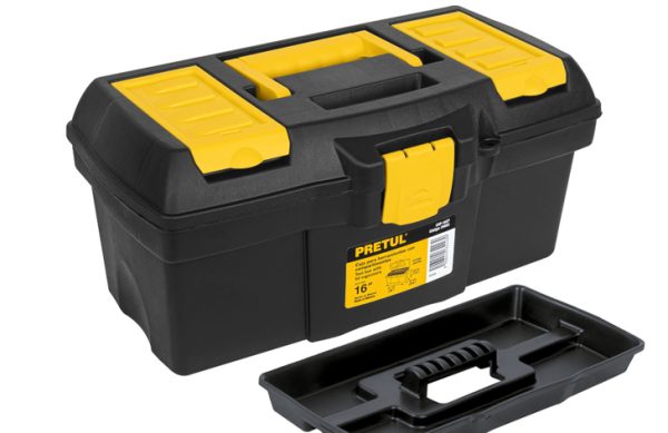 2F- CAJA PLÁSTICA 16” C/BANDEJA Y COMPARTMIENTOS PRETUL