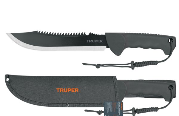 2F- CUCHILLO DOBLE FILO 10” C/FUNDA CACHA INYECTADA TRUPER