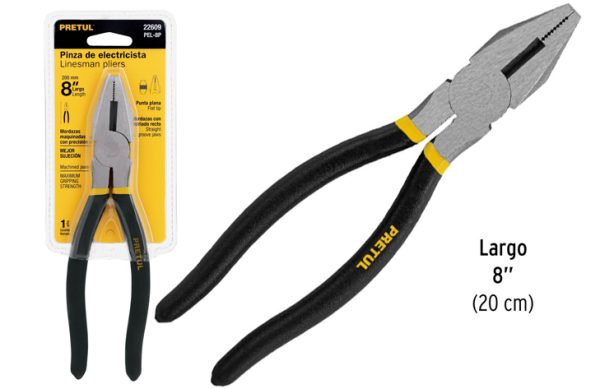 2F- ALICATE 8” CON CORTADORA PUÑO DE GOMA PRETUL