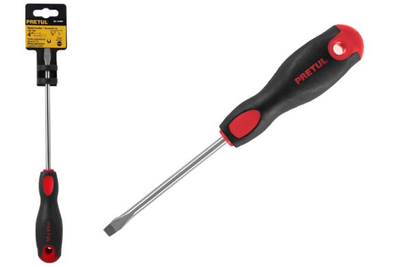 2F- DESATORNILLADOR PLANO ¼”x 4”MANGO GRIP CONFORT PRETUL
