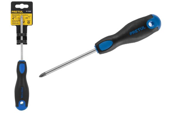 2F- DESATORNILLADOR PHILIPS ¼”x 4”MANGO GRIP CONFORT PRETUL
