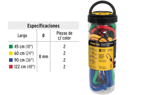 2F- JUEGO DE LINGAS ELÁSTICAS (8PZ) EN TARRO PRETUL