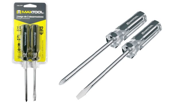 2F- JUEGO DESATORNILLADORES PLANO+PHILIPS ¼”x4”MAXTOOL