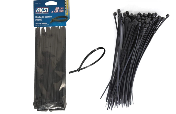 2F- GAZA PLÁSTICA NEGRA 8” (20CM) 50 PZ AKSI