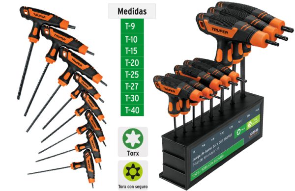 2F- JUEGO 8 LLAVES TORX MANGO EXTRALARGO T C/ESTUCHE EMPOTRABLE