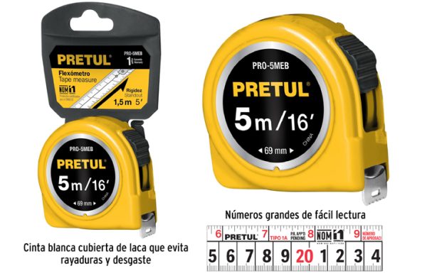 2F- CINTA MÉTRICA 5 METROS PRETUL