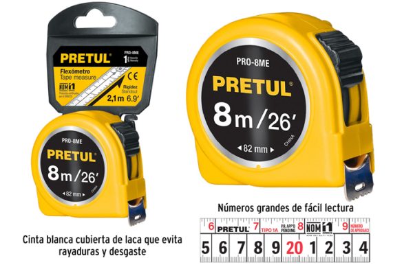 2F- CINTA MÉTRICA 8 METROS PRETUL