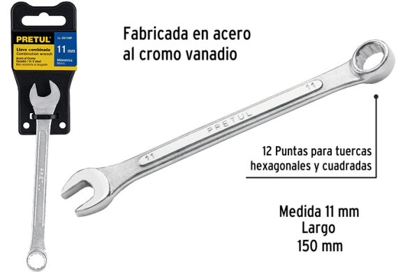 2F- LLAVE COROFIJA 11MM X 150MM COMBINADA ACERO PRETUL